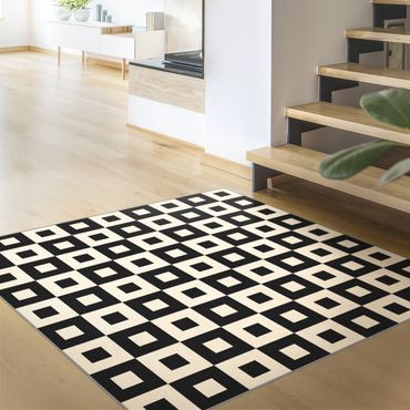 Tapis - Geometrical Pattern of Black and Beige squares