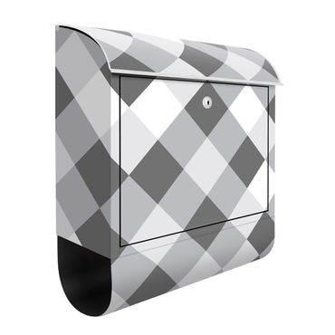 Letterbox - Geometrical Pattern Rotated Chessboard Grey