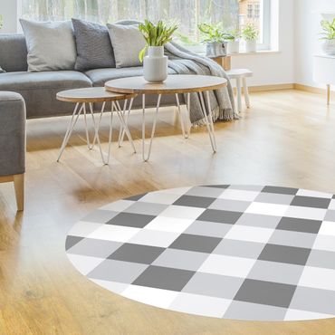 Tapis en vinyle rond|Geometrical Pattern Rotated Chessboard Grey