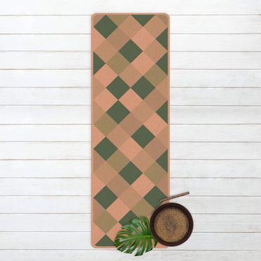 Tapis de yoga - Geometrical Pattern Rotated Chessboard Green
