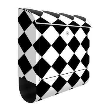 Letterbox - Geometrical Pattern Rotated Chessboard Black And White