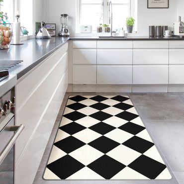 Tapis - Geometrical Pattern Rotated Chessboard Black And White