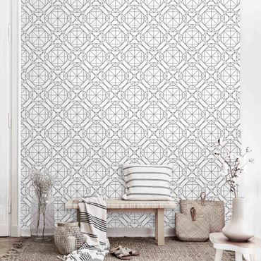 Papier peint - Geometrical Pattern With Circles And Rhombuses In Grey