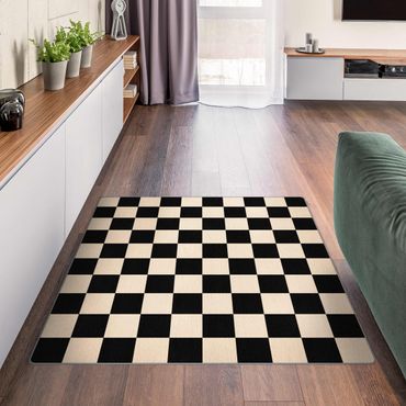 Tapis - Geometrical Pattern Chessboard Black Beige