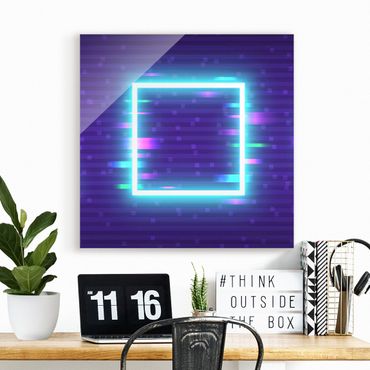 Tableau en verre - Geometrical Square In Neon Colours