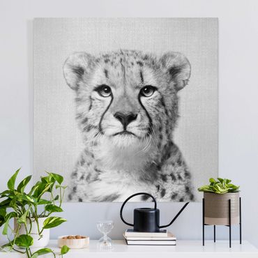Tableau sur toile - Cheetah Gerald Black And White - Carré 1:1