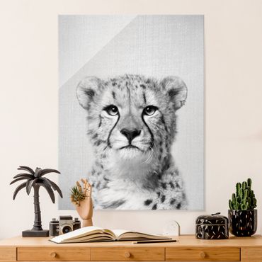 Tableau en verre - Cheetah Gerald Black And White