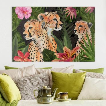 Impression sur toile - Three Cheetahs In The Jungle - Format paysage 3x2