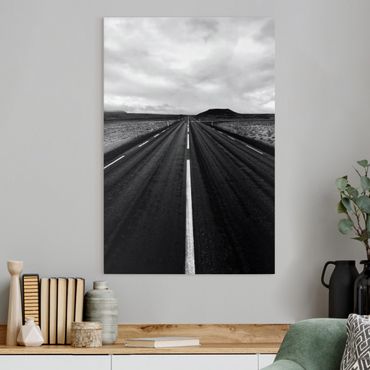 Tableau sur toile - Straight Road In Iceland