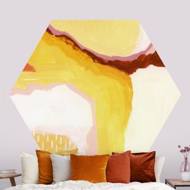 Papier peint hexagonal autocollant avec dessins - Molten Sunlight