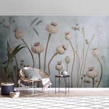 Metallic wallpaper - Dried Poppy Flower