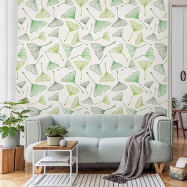 Papier peint - Gingko Leaves In Shades Of Green