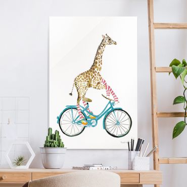 Tableau en verre - Giraffe on a joy ride II