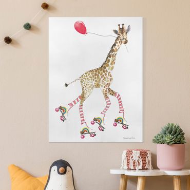 Tableau sur toile - Giraffe on a joy ride - Format portrait3:4