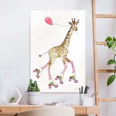 Tableau en verre - Giraffe on a joy ride