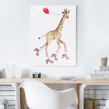 Tableau en verre - Giraffe on a joy ride