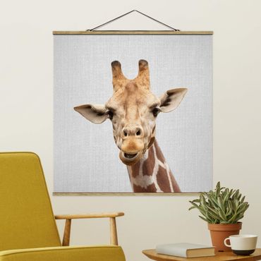 Tableau en tissu avec porte-affiche - Giraffe Gundel - Carré 1:1
