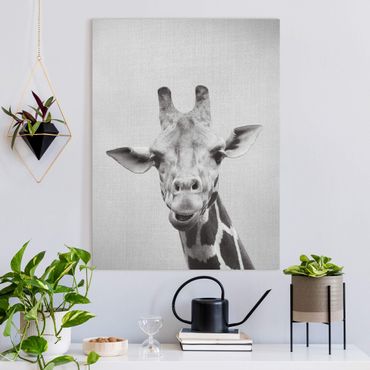 Tableau sur toile - Giraffe Gundel Black And White - Format portrait 3:4