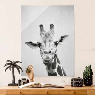 Tableau en verre - Giraffe Gundel Black And White
