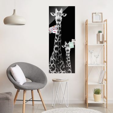 Tableau en verre - Giraffe Duo black & white