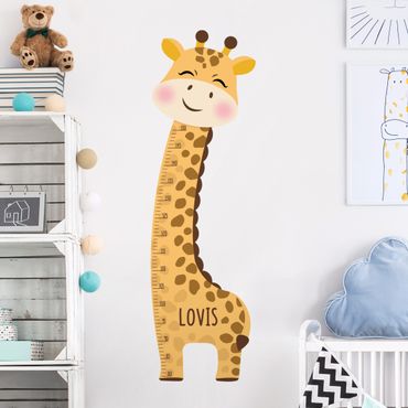 Toise sticker mural enfant - Giraffe boy with custom name