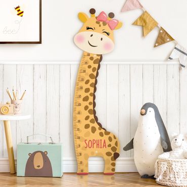 Toise murale enfant - Giraffe girl with custom name
