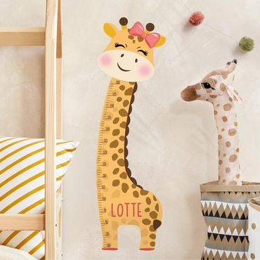 Toise sticker mural enfant - Giraffe girl with custom name