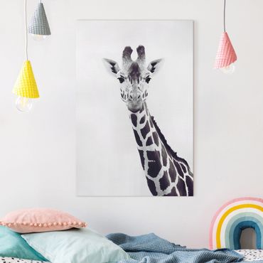 Tableau sur toile - Giraffe Portrait In Black And White