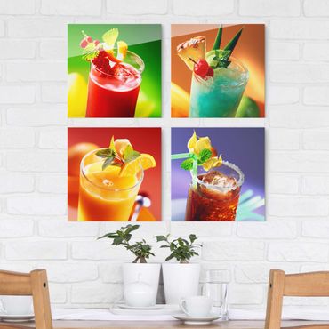 Tableau en verre 4 parties - colourful cocktails