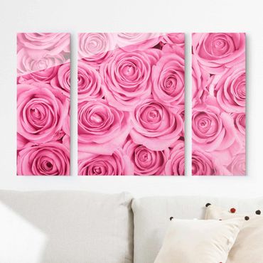 Tableau en verre 3 parties - Pink Roses