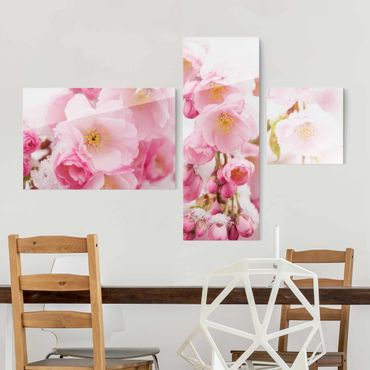 Tableau en verre 3 parties - Snow-Covered Cherry Blossoms