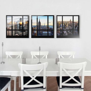 Tableau en verre 3 parties - Window Views Of New York