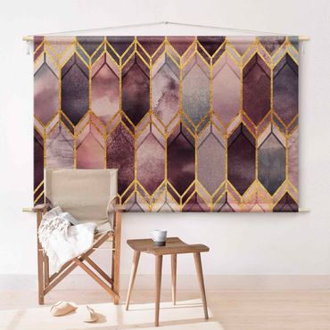Tenture murale - Stained Glass Geometric Rose Gold