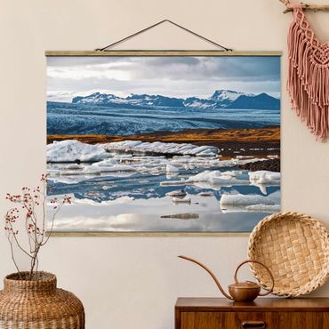 Tableau en tissu avec porte-affiche - Glacier Lagoon - Format paysage 4:3