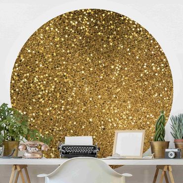 Papier peint rond autocollant - Glitter Confetti In Gold
