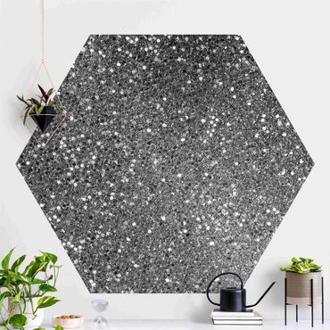 Papier peint hexagonal autocollant avec dessins - Glitter Confetti In Black And White