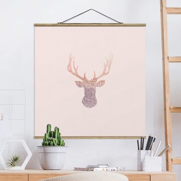 Tableau en tissu avec porte-affiche - Shimmering Deer - Carré 1:1