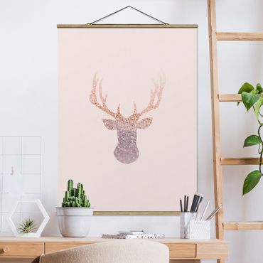 Tableau en tissu avec porte-affiche - Shimmering Deer - Format portrait 3:4