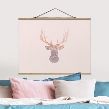 Tableau en tissu avec porte-affiche - Shimmering Deer - Format paysage 4:3