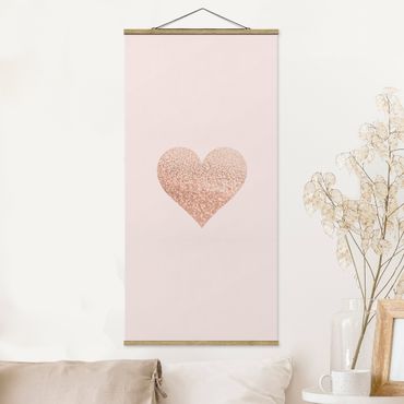 Tableau en tissu avec porte-affiche - Shimmering Heart - Format portrait 1:2