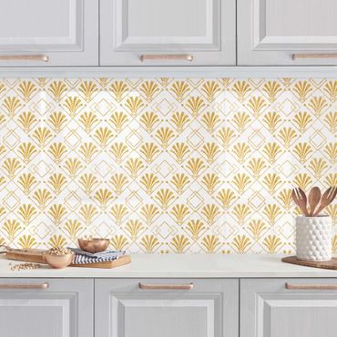 Revêtement mural cuisine - Glitter Optic With Art Deco Pattern In Gold