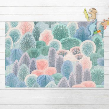 Tapis en liège - Happy Forest In Pastel - Format paysage 3:2