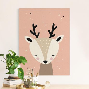 Tableau sur toile naturel - Happy Deer - Format portrait 3:4