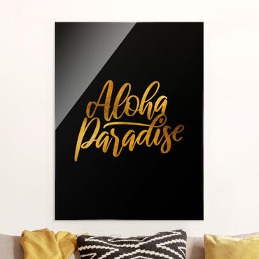 Tableau en verre - Gold - Aloha Paradise On Black