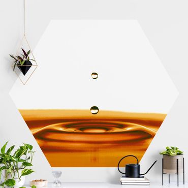 Papier peint hexagonal autocollant avec dessins - Gold Drops Of Water Trio Part 1
