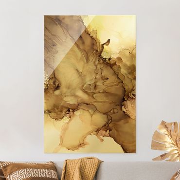 Tableau en verre - Golden Brown Explosion II - Format portrait