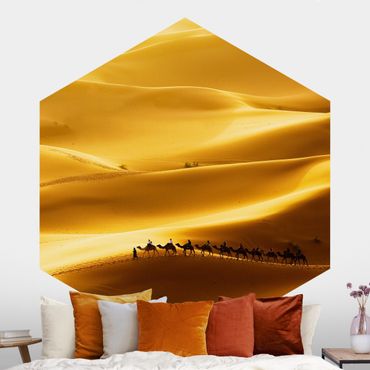 Papier peint hexagonal autocollant avec dessins - Golden Dunes