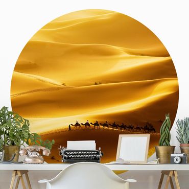 Papier peint rond autocollant - Golden Dunes