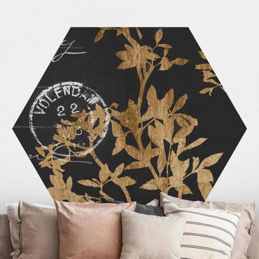 Papier peint hexagonal autocollant avec dessins - Golden Leaves On Mocha II