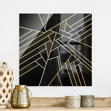 Tableau en verre - Black Triangles Gold